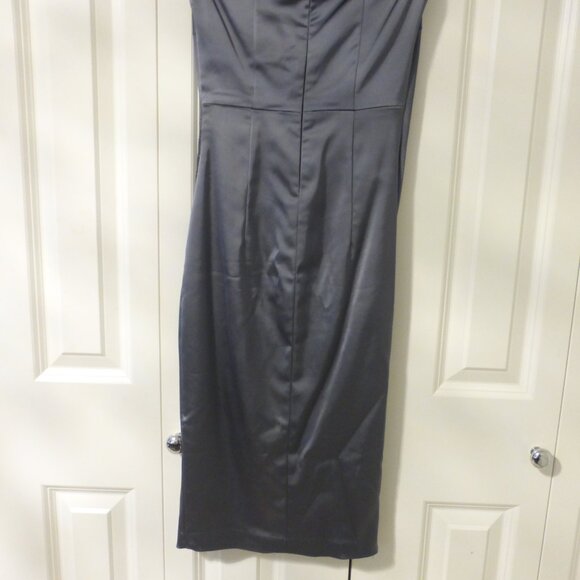 NWT LE CHATEAU gunmetal gray satin sleeveless midi dress - Picture 9 of 10